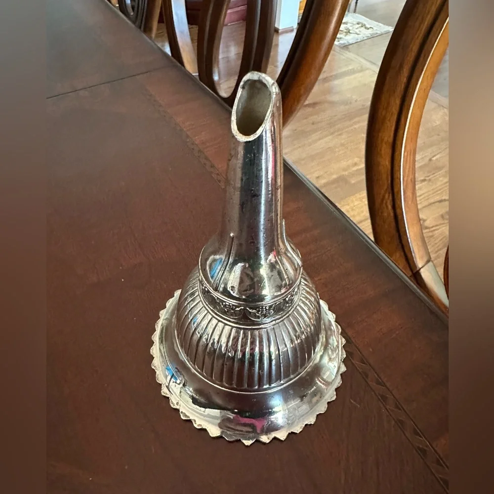 Vintage Silverplate Wine Funnel with Strainer Tudor Rose Pattern 2-Piece Bar